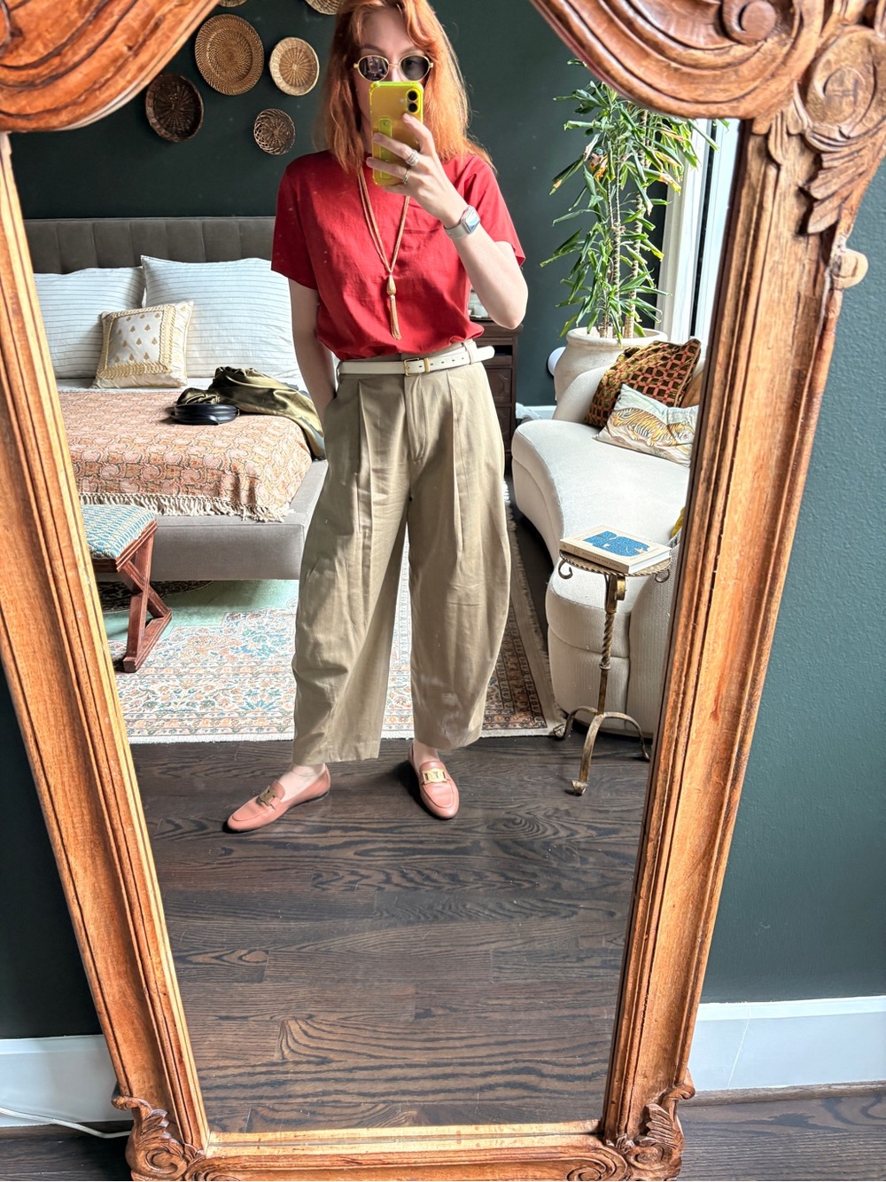 Women’s Tibi Wide-Leg Wool Pleated Pants in Khaki - Picture 6 of 12